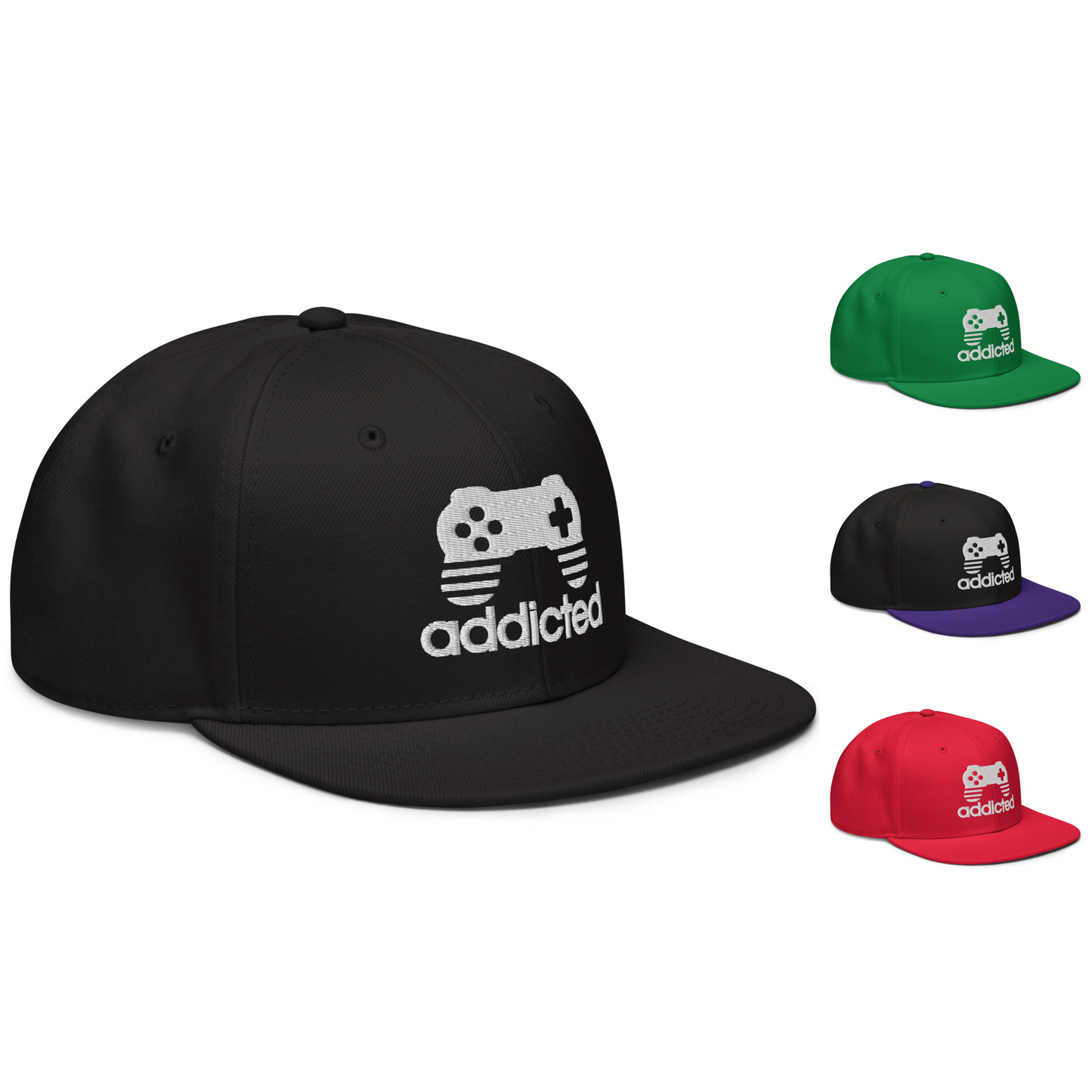 Addicted Video Gamer Hat Game Controller Gaming Snapback Baseball Cap