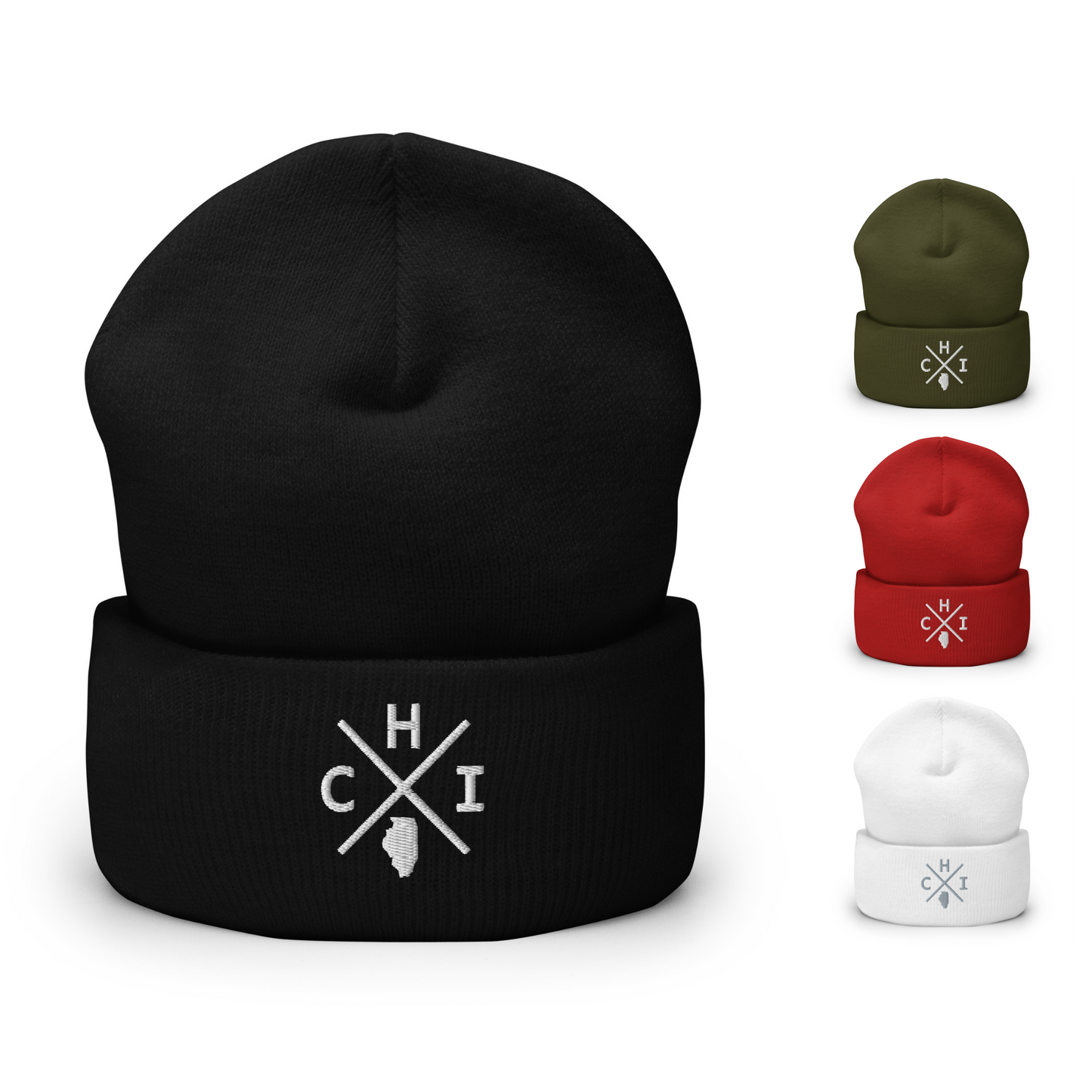 Retro Chicago Beanie Hat Winter CHI Cross Beanie Cap