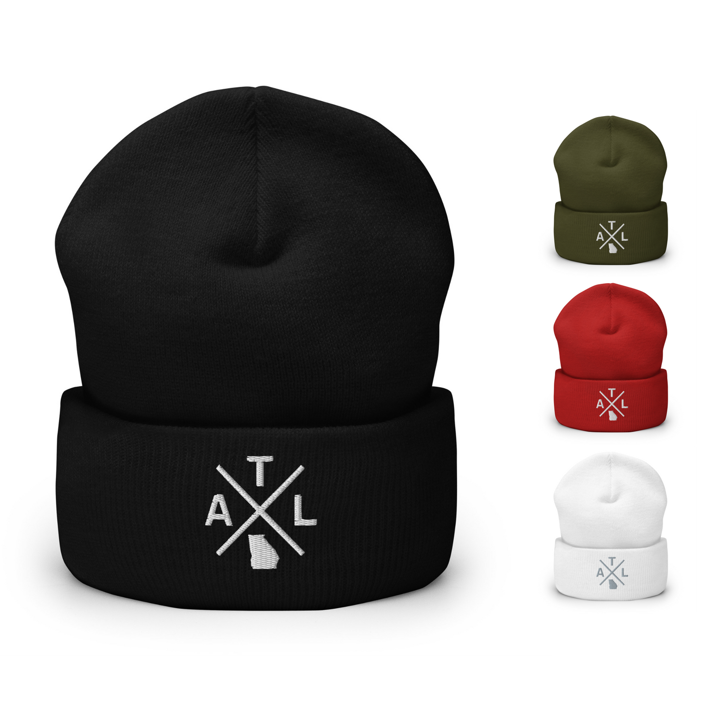 Retro Atlanta Beanie Hat Winter ATL Cross Beanie Cap