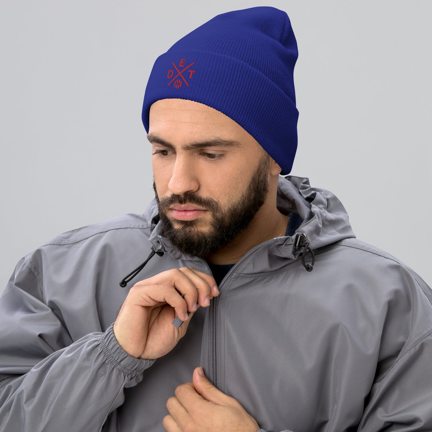 Detroit Basketball Retro DET Cross Winter Beanie Cap Hat