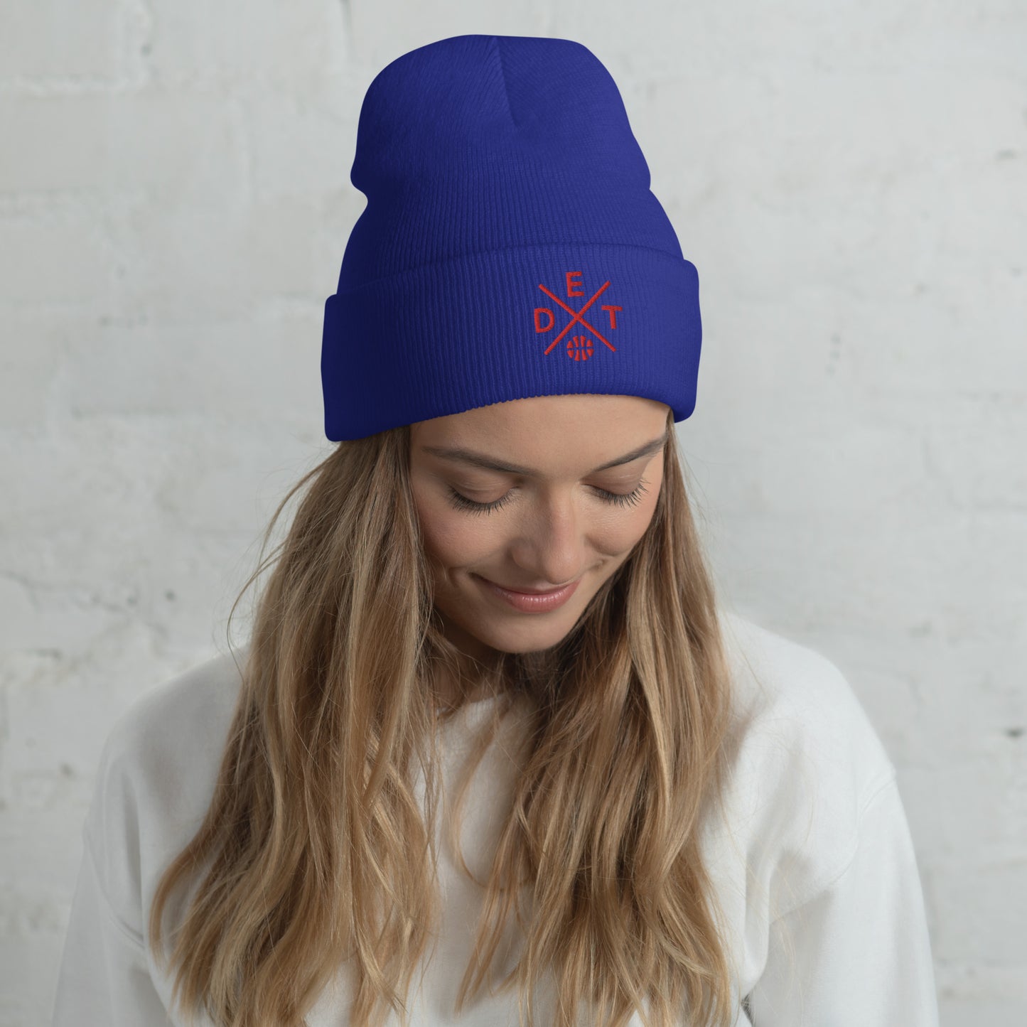 Detroit Basketball Retro DET Cross Winter Beanie Cap Hat