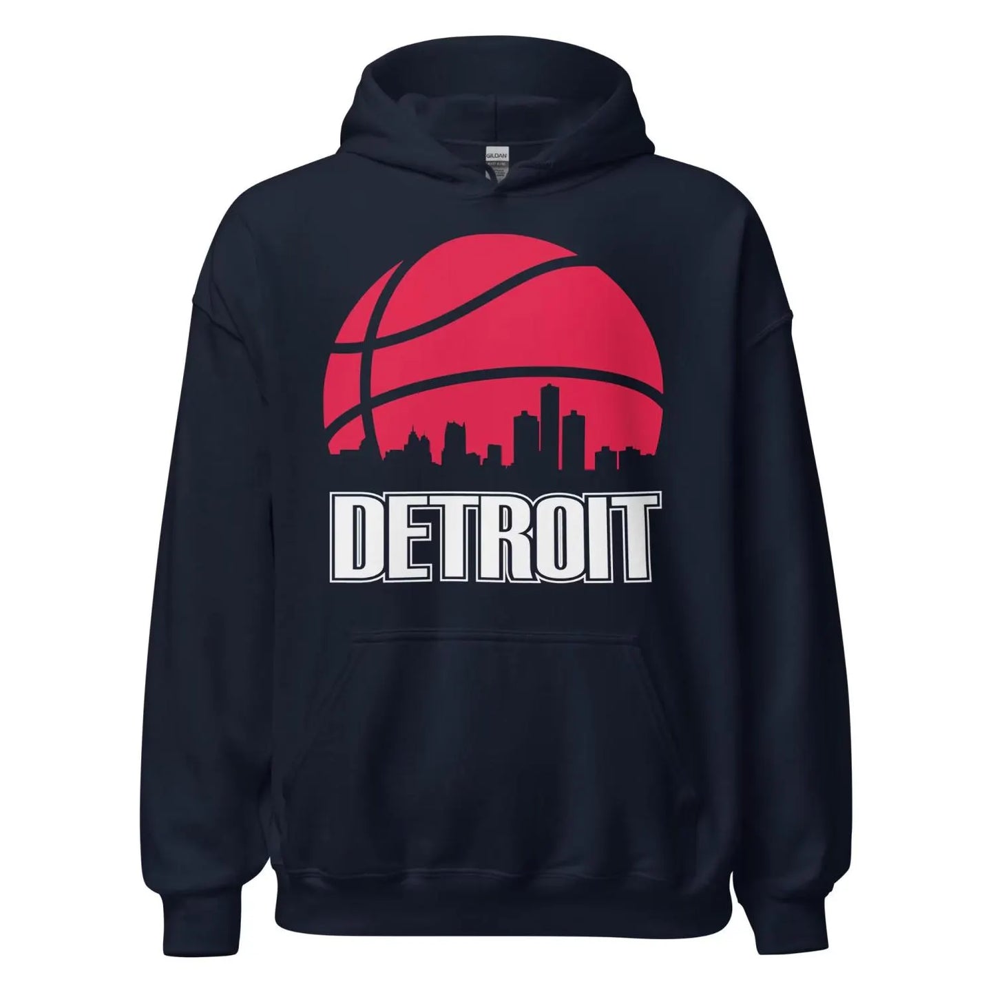 Retro Detroit Basketball Skyline Pullover Hoodie Sweatshirt