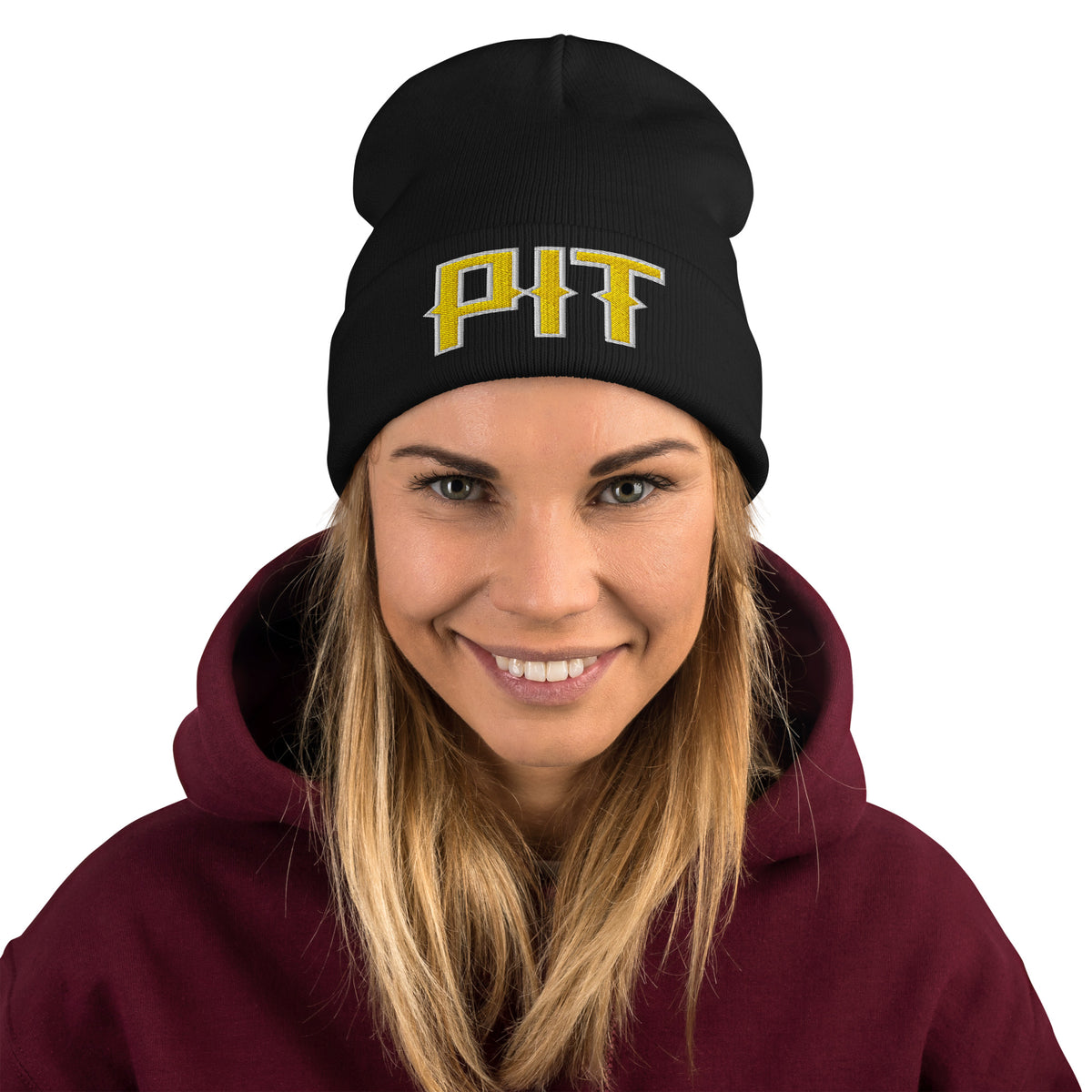 Vintage PIT Beanie Retro Pittsburgh Football Winter Hat