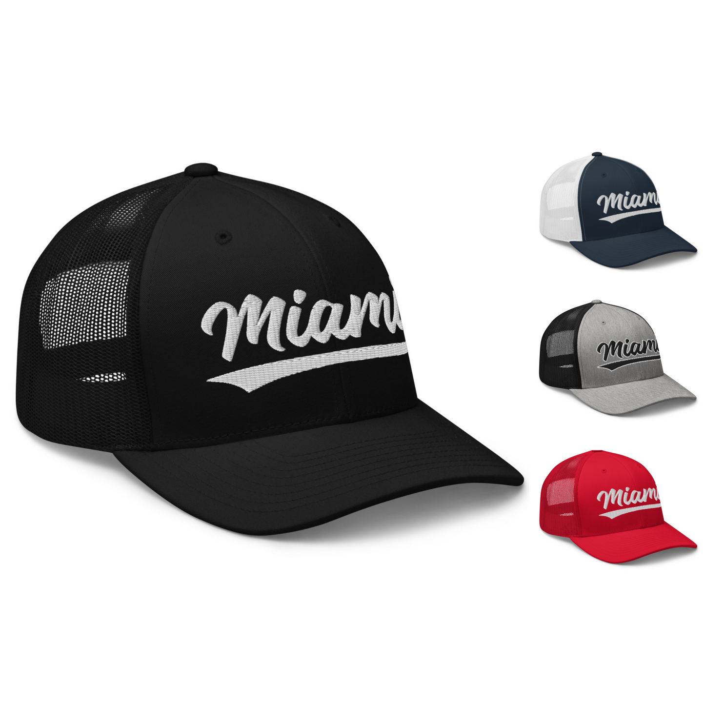 Vintage Miami Baseball Script Retro Miami Trucker Cap Hat