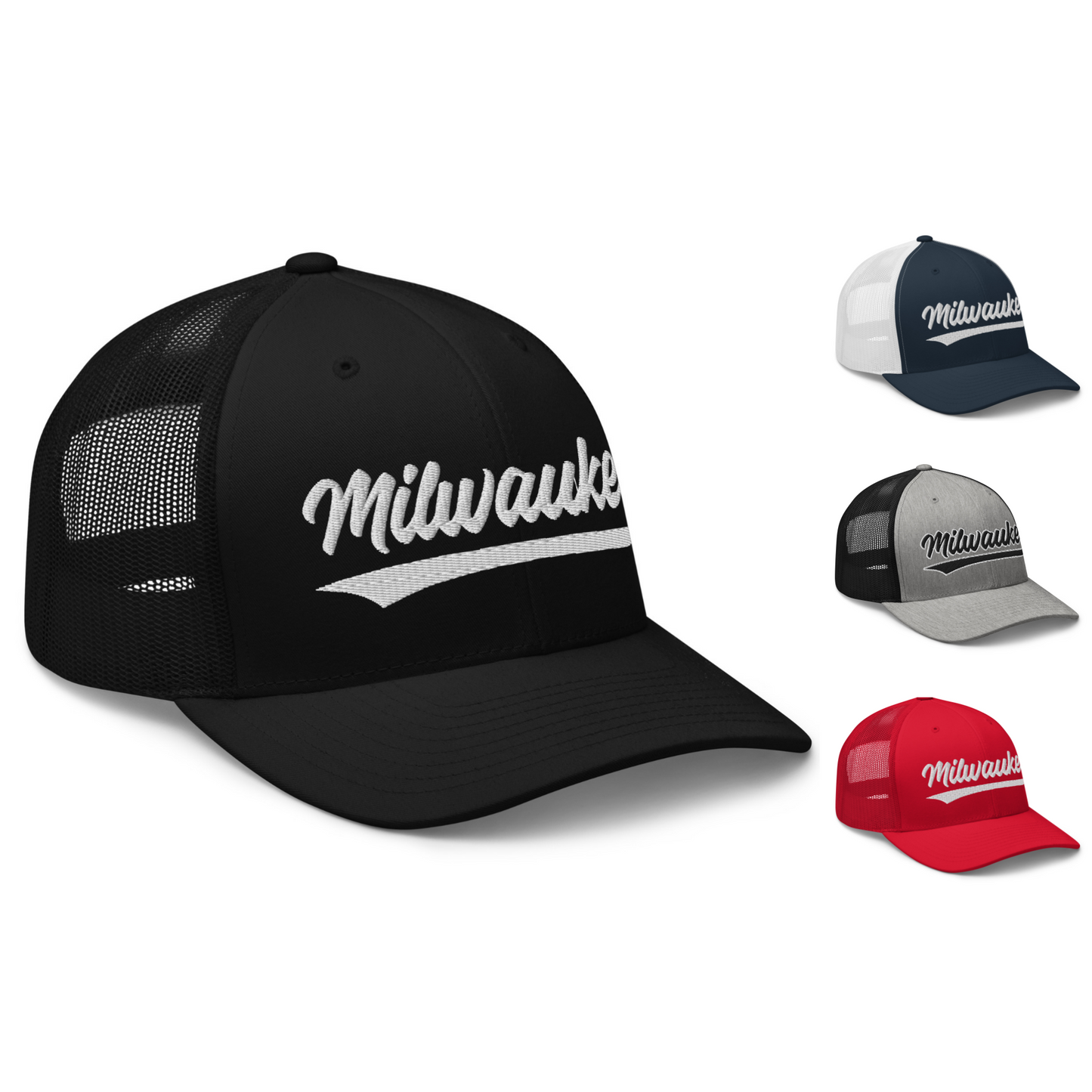 Vintage Milwaukee Baseball Script Retro Milwaukee Trucker Cap Hat