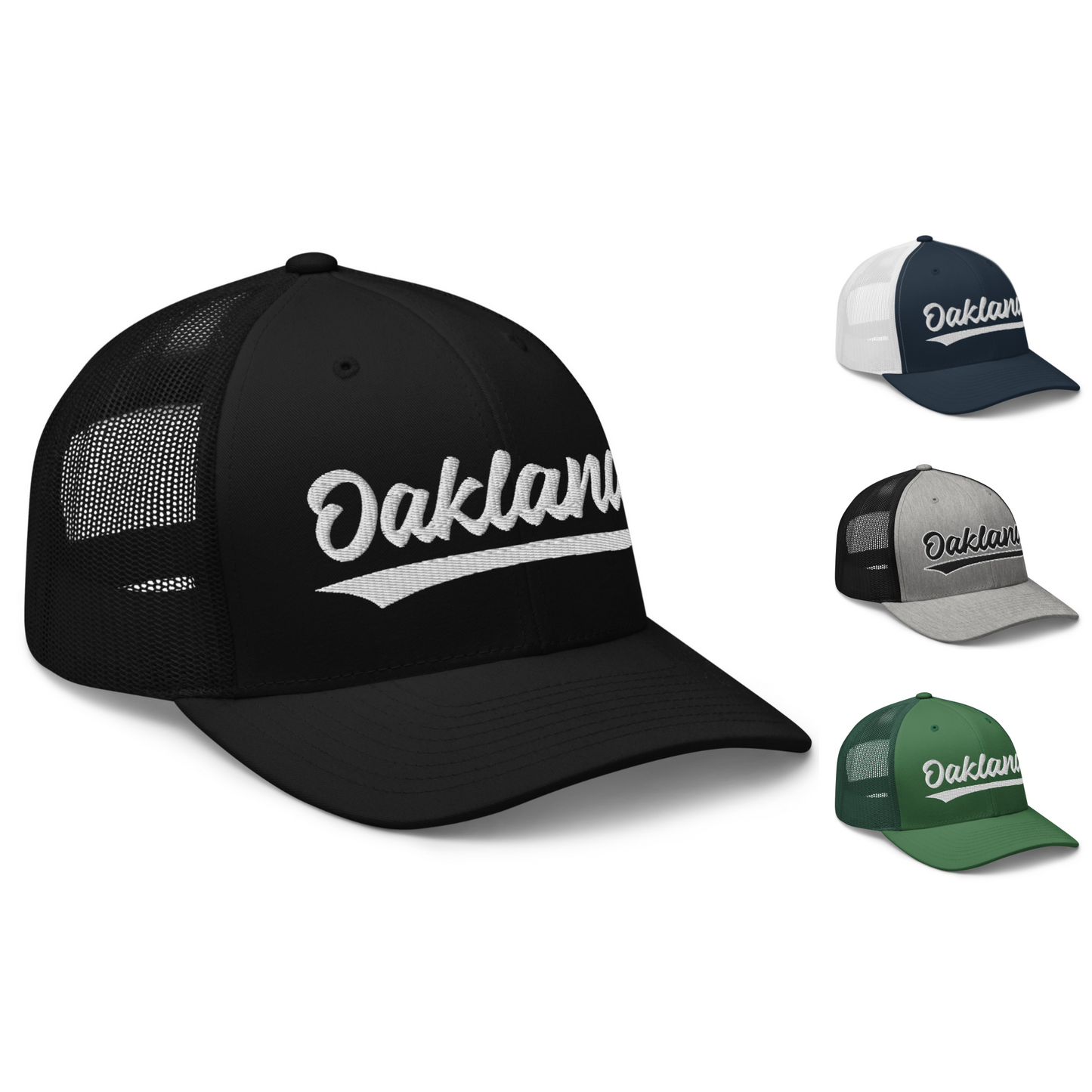 Vintage Oakland Baseball Script Retro Oakland Trucker Cap Hat