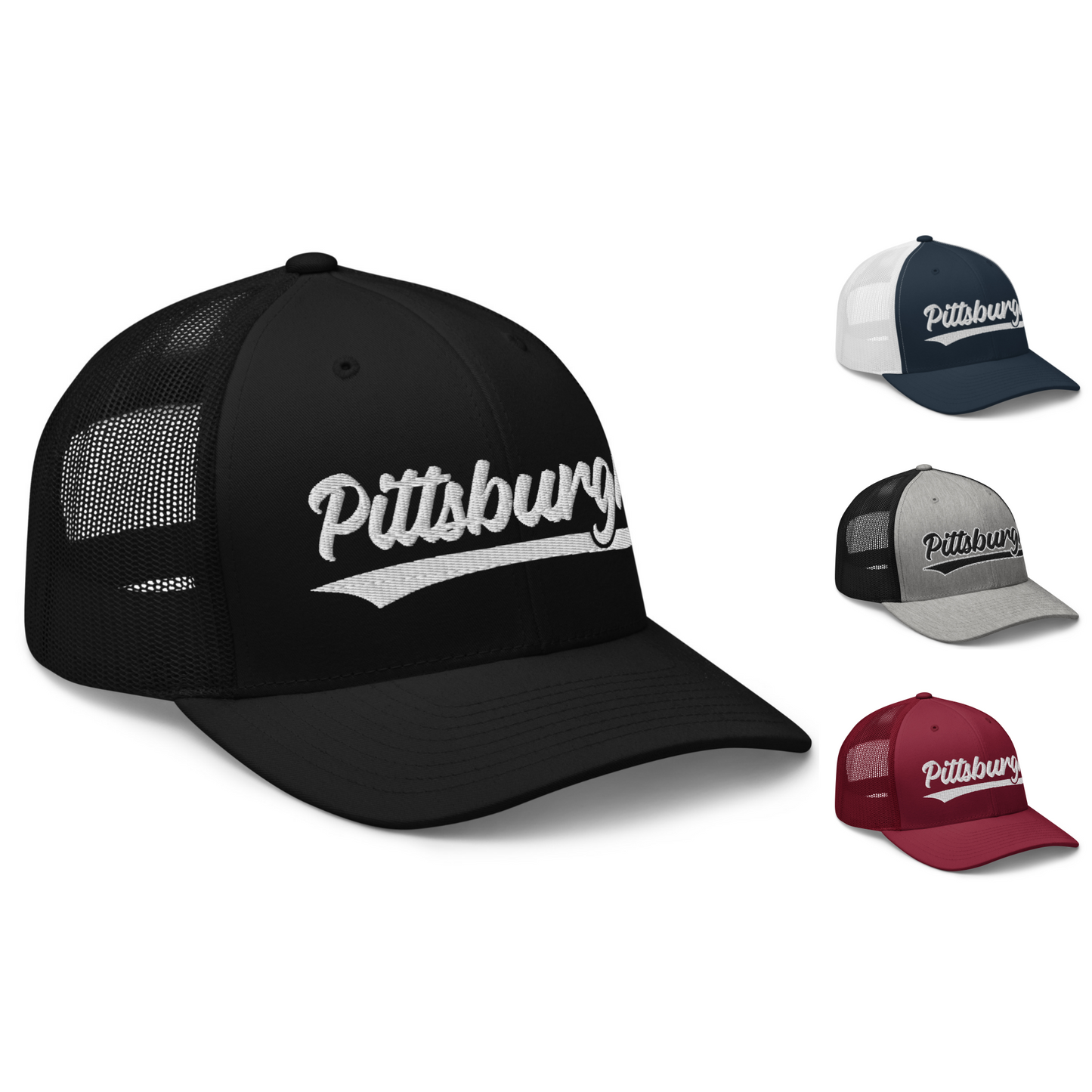 Vintage Pittsburgh Baseball Script Retro Pittsburgh Trucker Cap Hat