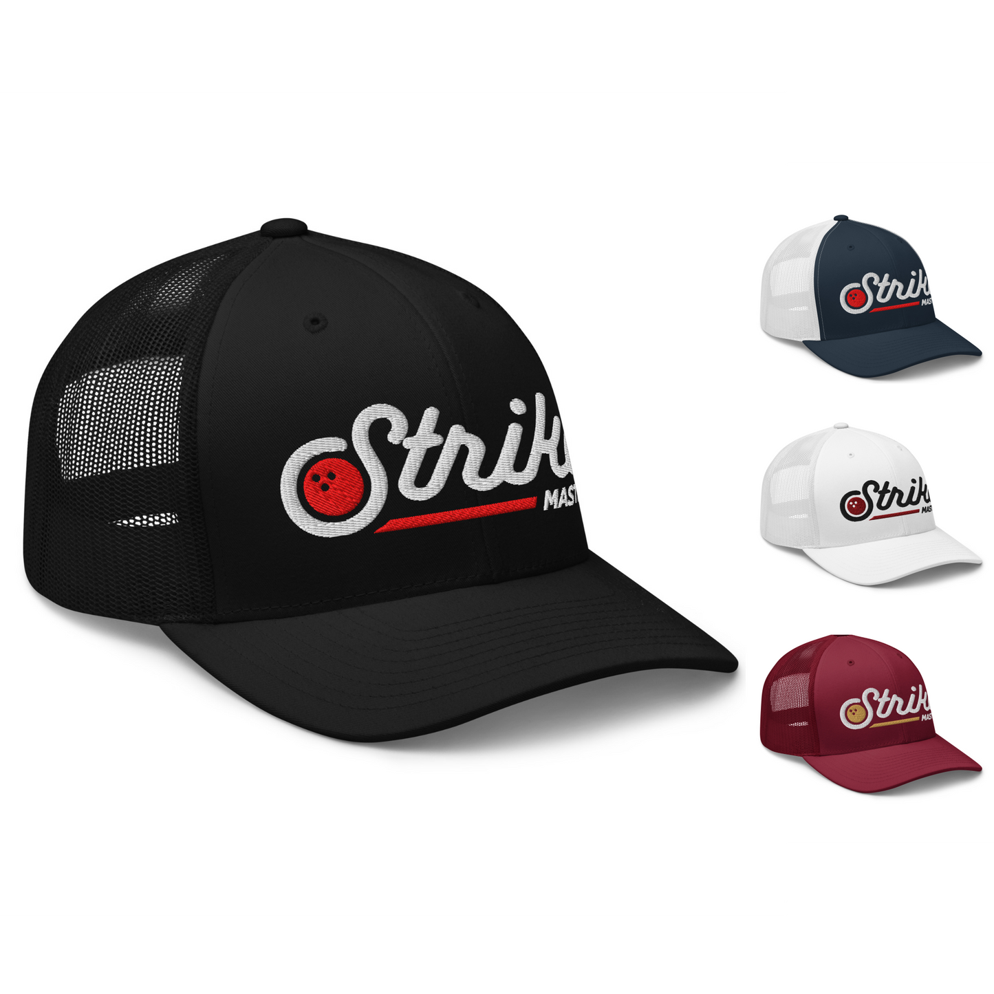 Strike Master Retro Bowling Hat Mesh Trucker Cap Hat