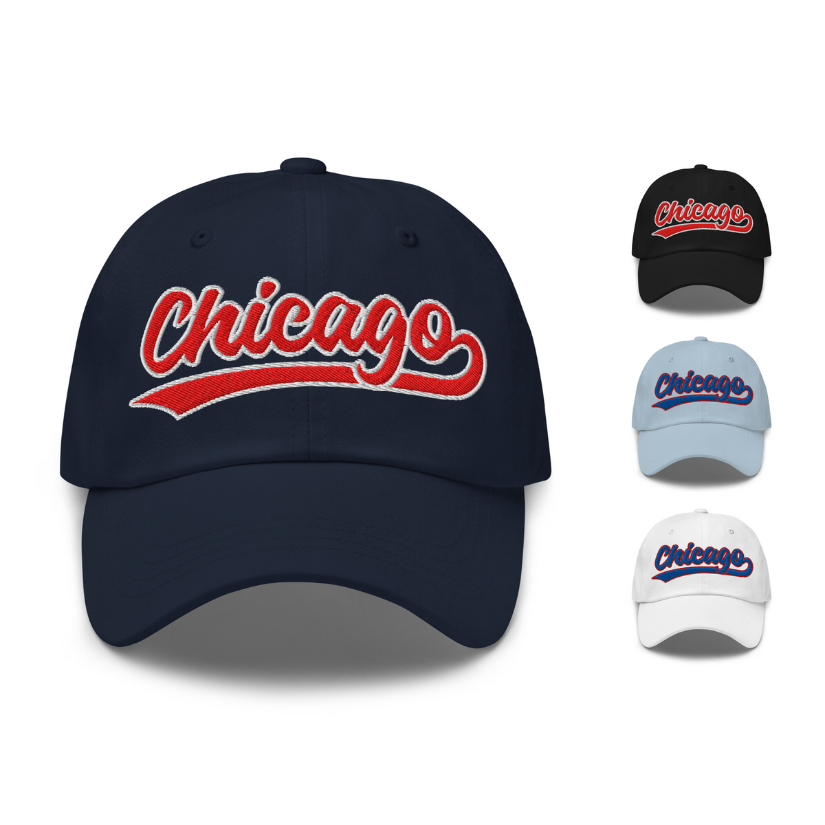 Retro Chicago Sports Script Classic Chicago Baseball Hat Dad Cap
