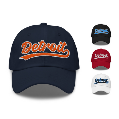 Retro Detroit Sports Script Classic Detroit Baseball Hat Dad Cap