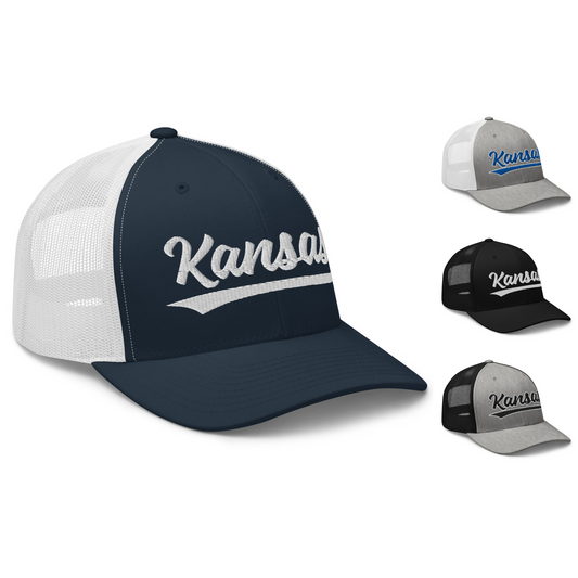 Vintage Kansas University Script Retro Kansas Trucker Hat
