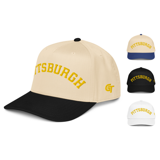 Classic Pittsburgh Snapback Hat Vintage Retro Pittsburgh Arch Cap