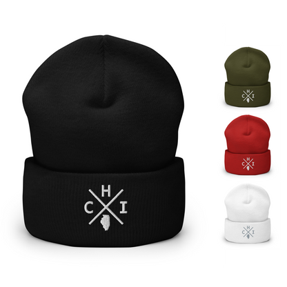 Retro Chicago Beanie Hat Winter CHI Cross Beanie Cap