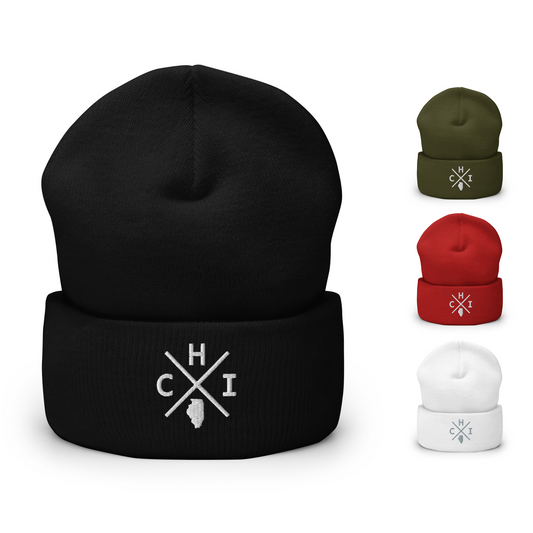 Retro Chicago Beanie Hat Winter CHI Cross Beanie Cap