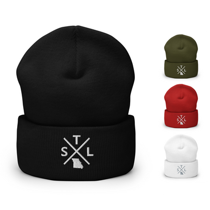 Retro St. Louis Beanie Hat Winter STL Cross Beanie Cap