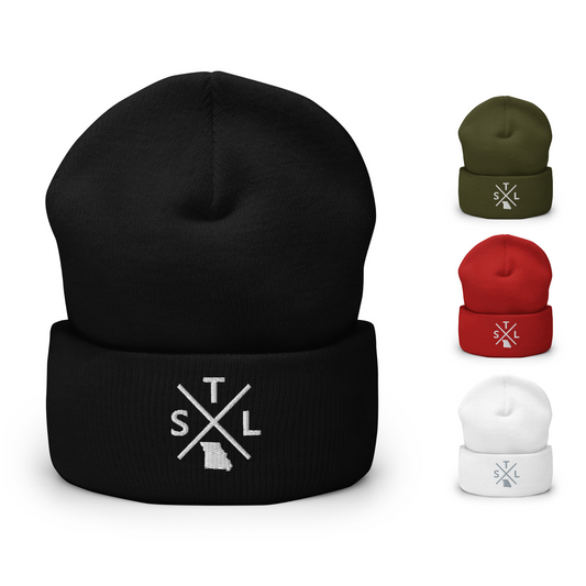 Retro St. Louis Beanie Hat Winter STL Cross Beanie Cap