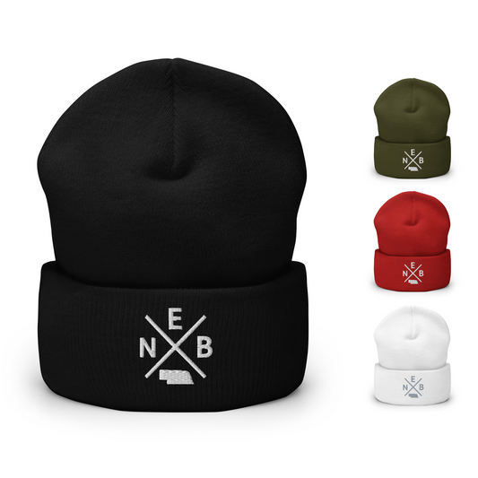 Retro Nebraska Beanie Hat Winter NEB Cross Beanie Cap