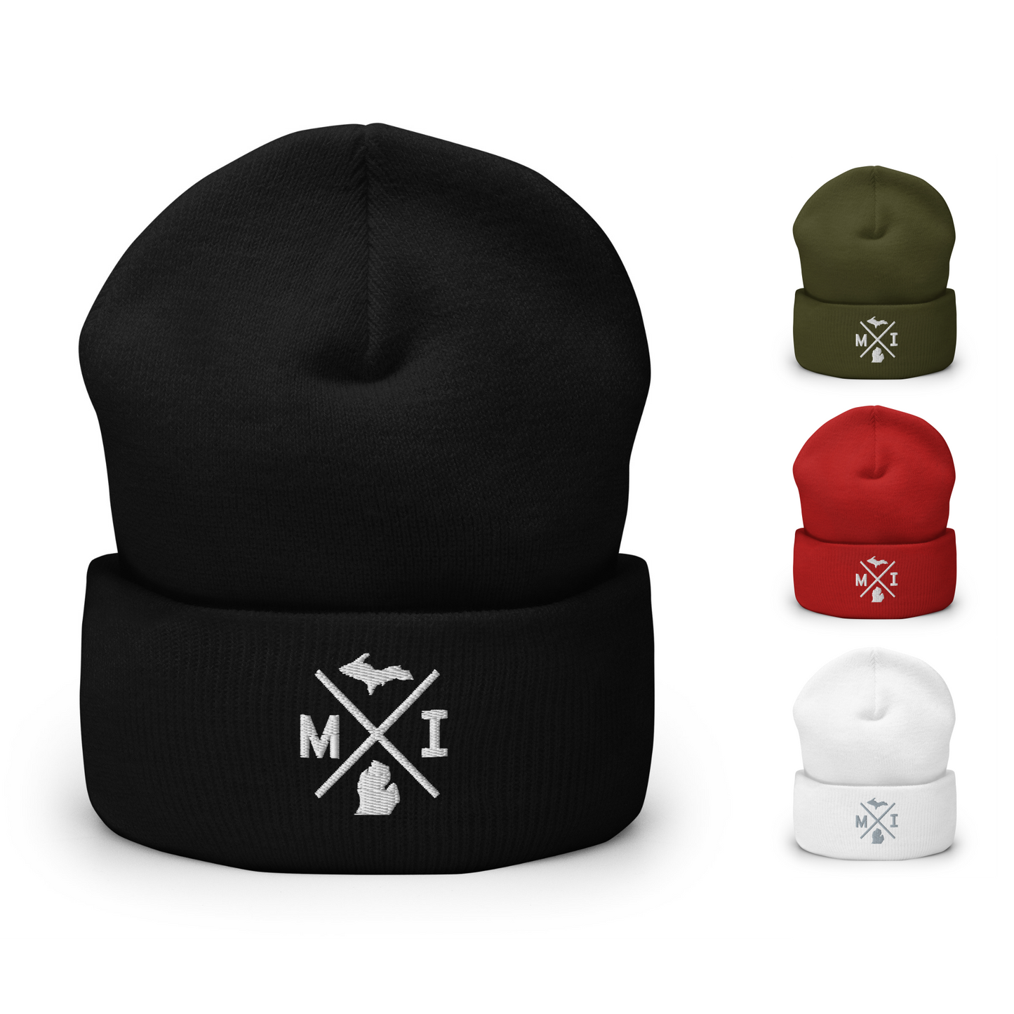Retro Michigan Beanie Hat Winter MI Cross Beanie Cap