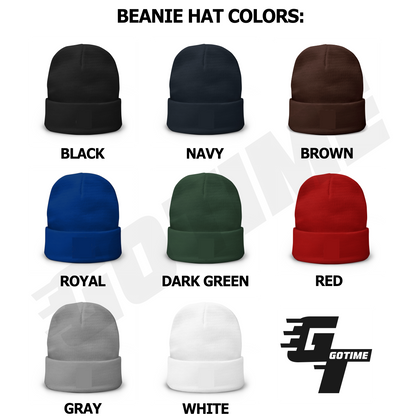 Custom Number Varsity Sports Player Winter Beanie Hat Cap