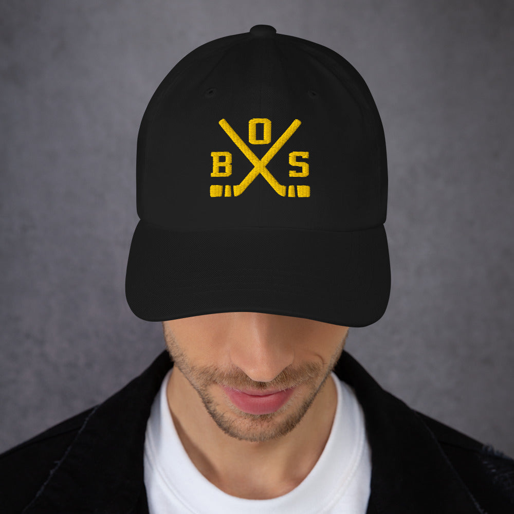 Boston Hockey Hat Retro BOS Hockey Sticks Dad Cap