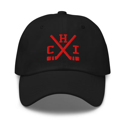 Chicago Hockey Hat Retro CHI Hockey Sticks Dad Cap