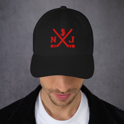 New Jersey Hockey Hat Retro NJ Hockey Sticks Dad Cap