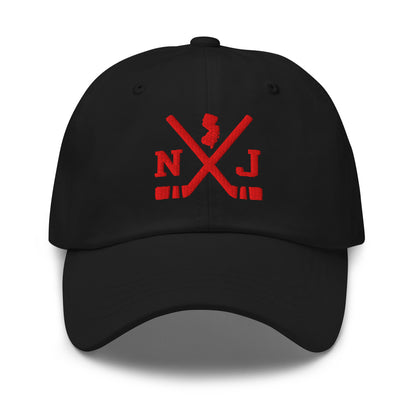New Jersey Hockey Hat Retro NJ Hockey Sticks Dad Cap