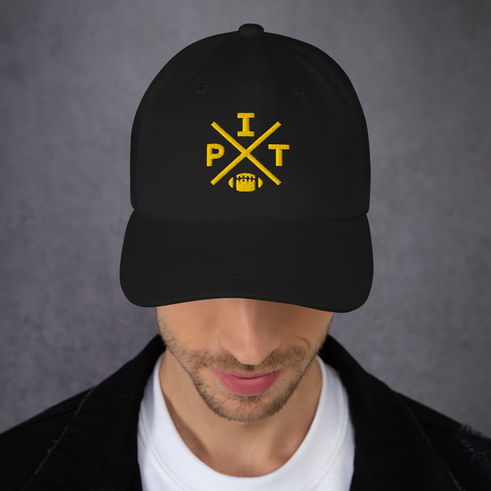 Pittsburgh Football Hat Retro PIT Football Cross Dad Cap
