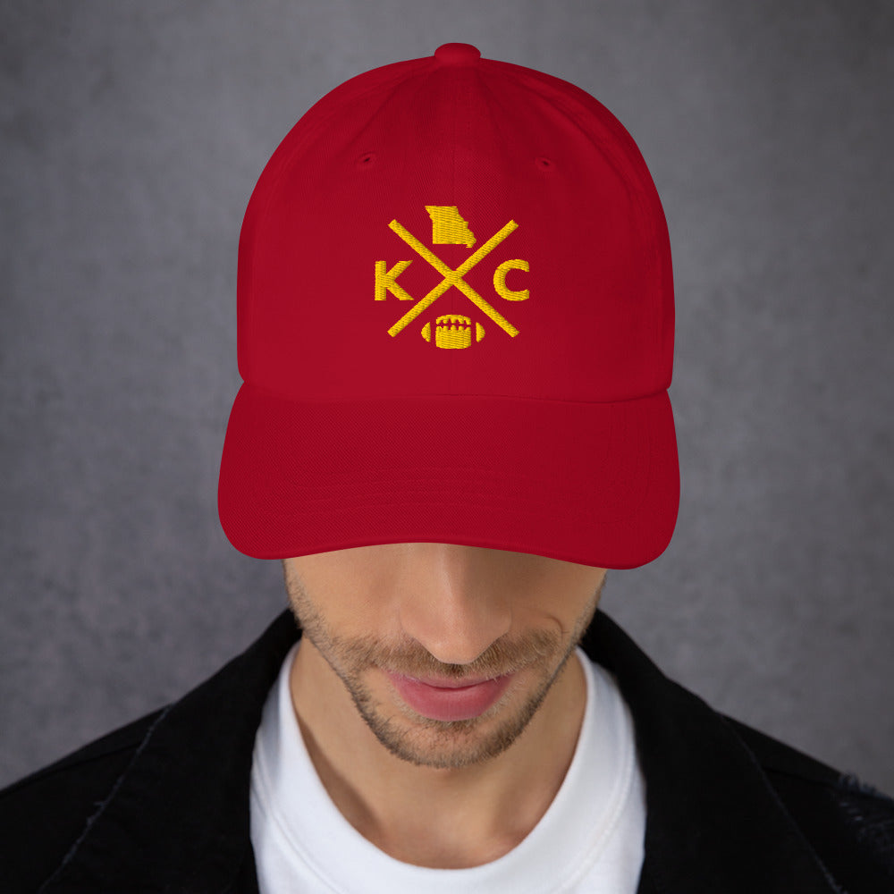 Kansas City Football Hat Retro KC Football Cross Dad Cap