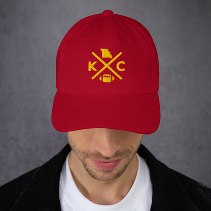 Kansas City Football Hat Retro KC Football Cross Dad Cap