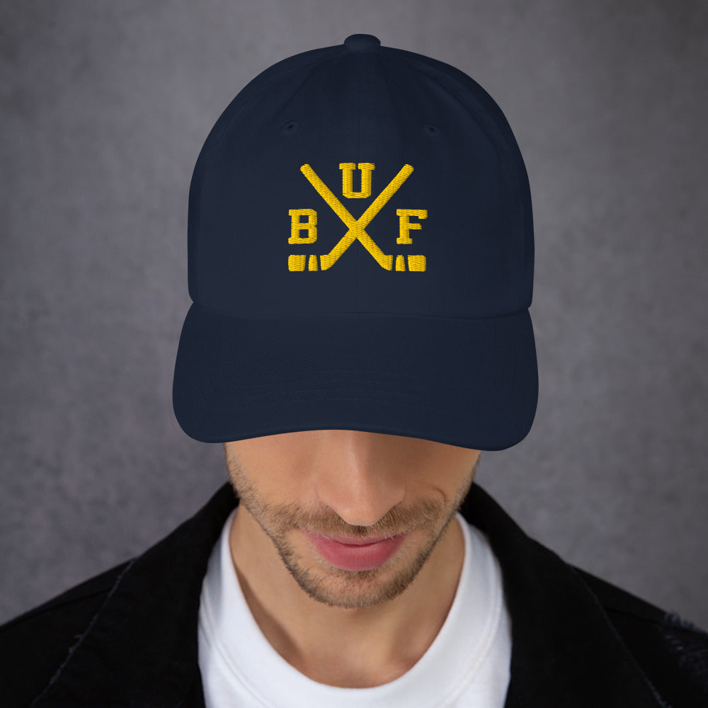 Buffalo Hockey Hat Retro BUF Hockey Sticks Dad Cap