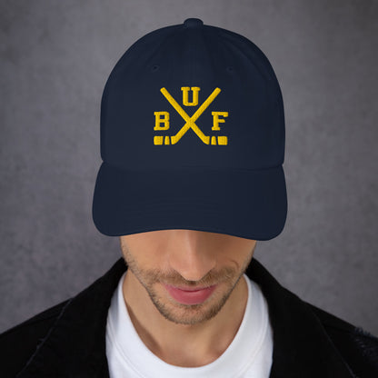 Buffalo Hockey Hat Retro BUF Hockey Sticks Dad Cap