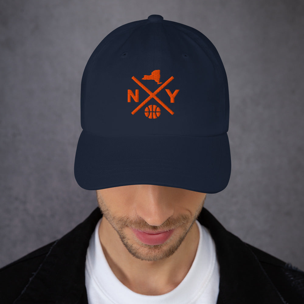 New York Basketball Hat Retro NY Basketball Cross Dad Cap