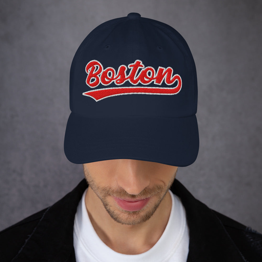 Retro Boston Sports Script Classic Boston Baseball Hat Dad Cap
