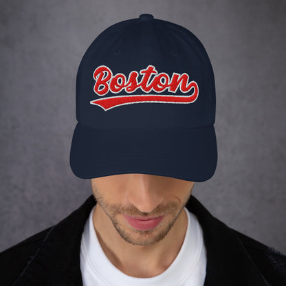 Retro Boston Sports Script Classic Boston Baseball Hat Dad Cap
