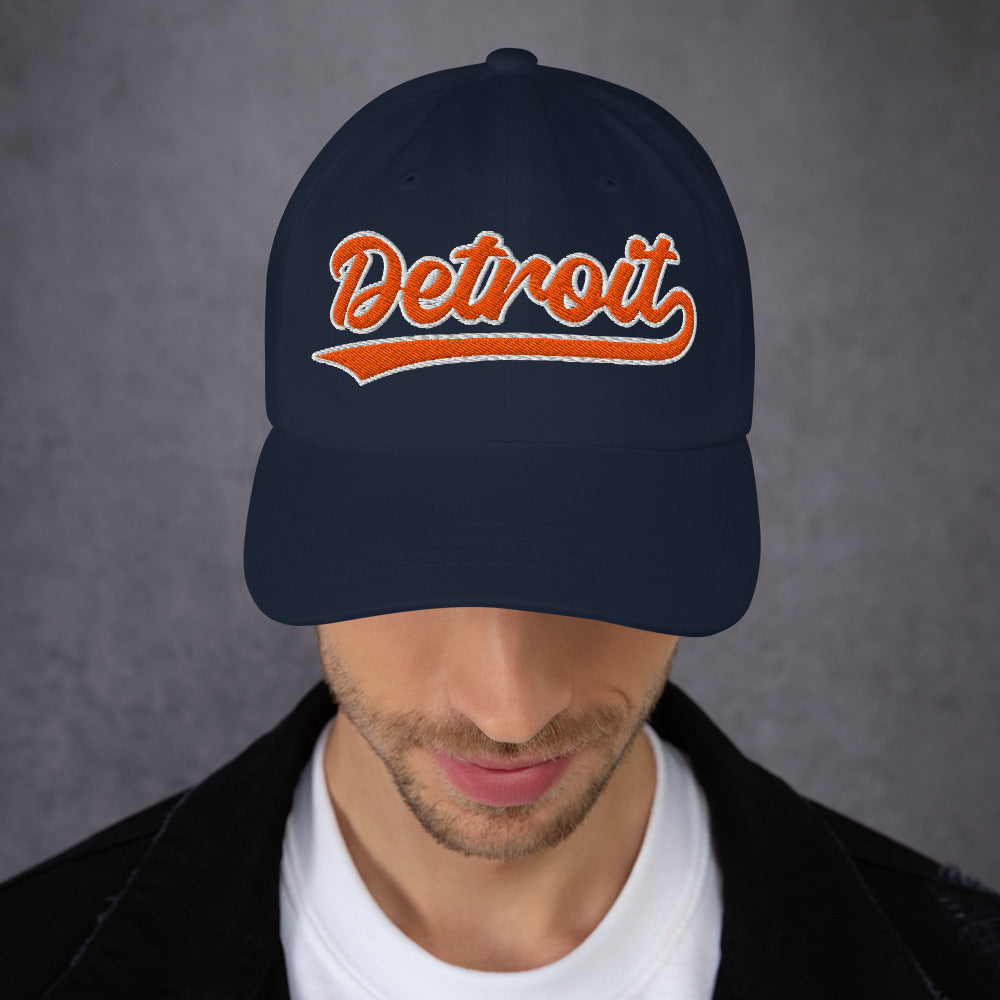 Retro Detroit Sports Script Classic Detroit Baseball Hat Dad Cap