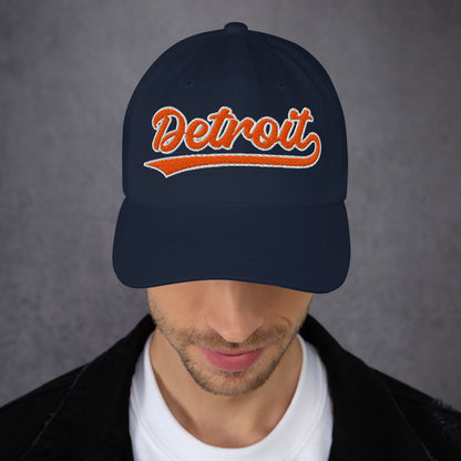 Retro Detroit Sports Script Classic Detroit Baseball Hat Dad Cap