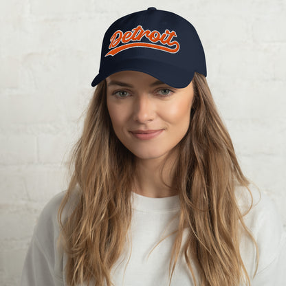 Retro Detroit Sports Script Classic Detroit Baseball Hat Dad Cap