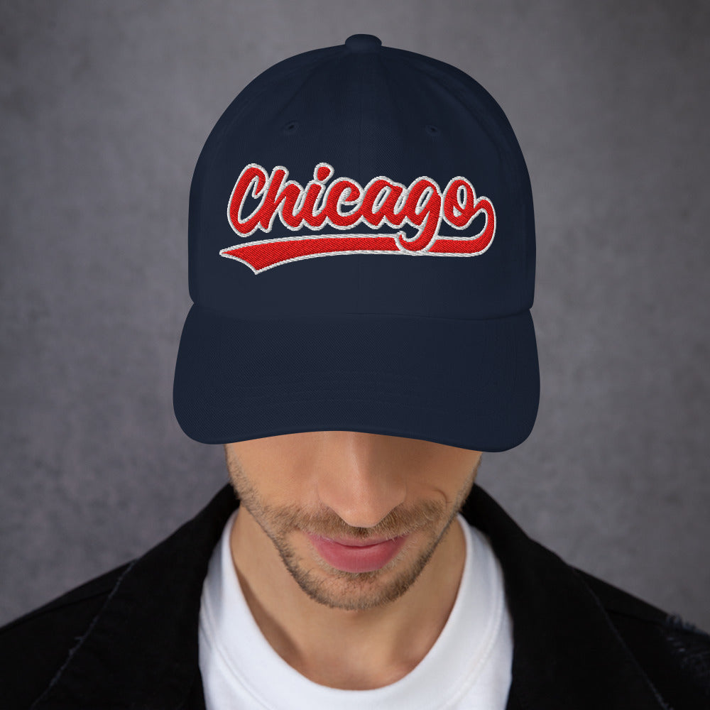 Retro Chicago Sports Script Classic Chicago Baseball Hat Dad Cap
