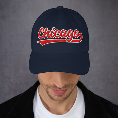 Retro Chicago Sports Script Classic Chicago Baseball Hat Dad Cap