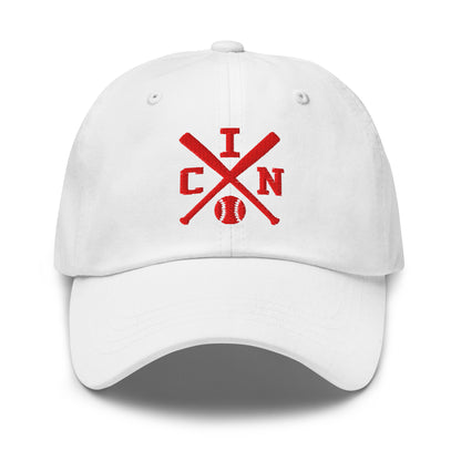 Cincinnati Baseball Hat Retro CIN Red Baseball Bats Dad Cap