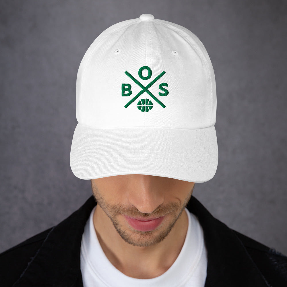 Boston Basketball Hat Retro BOS Basketball Cross Dad Cap