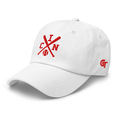 Cincinnati Baseball Hat Retro CIN Red Baseball Bats Dad Cap