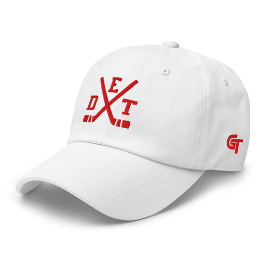 Detroit Hockey Hat Red Retro DET Hockey Sticks Dad Cap