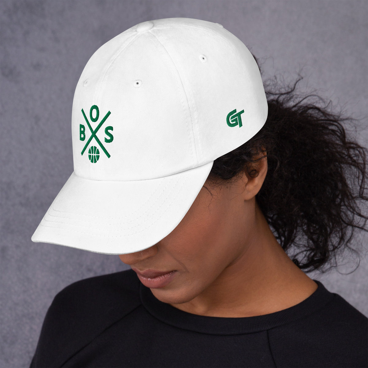 Boston Basketball Hat Retro BOS Basketball Cross Dad Cap