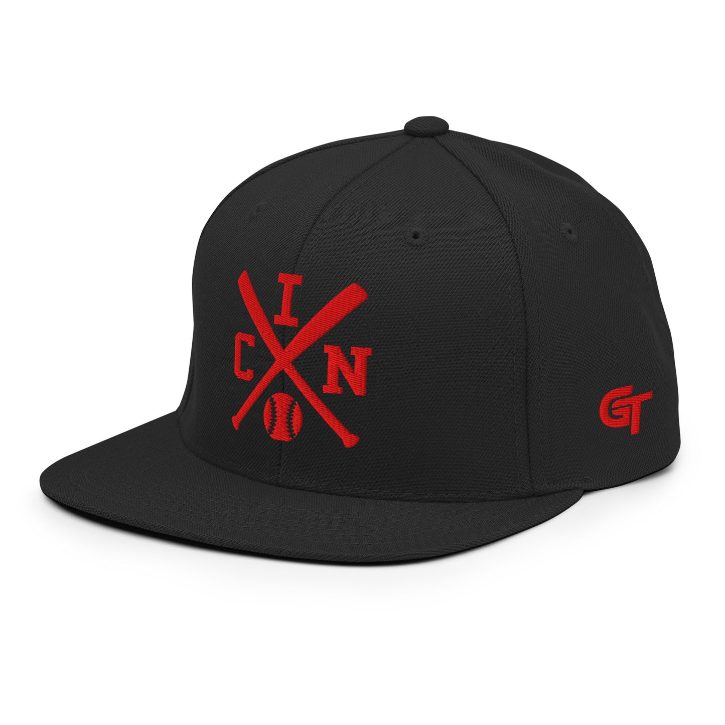 Cincinnati Baseball Snapback Cap Red Retro CIN Baseball Bats Hat