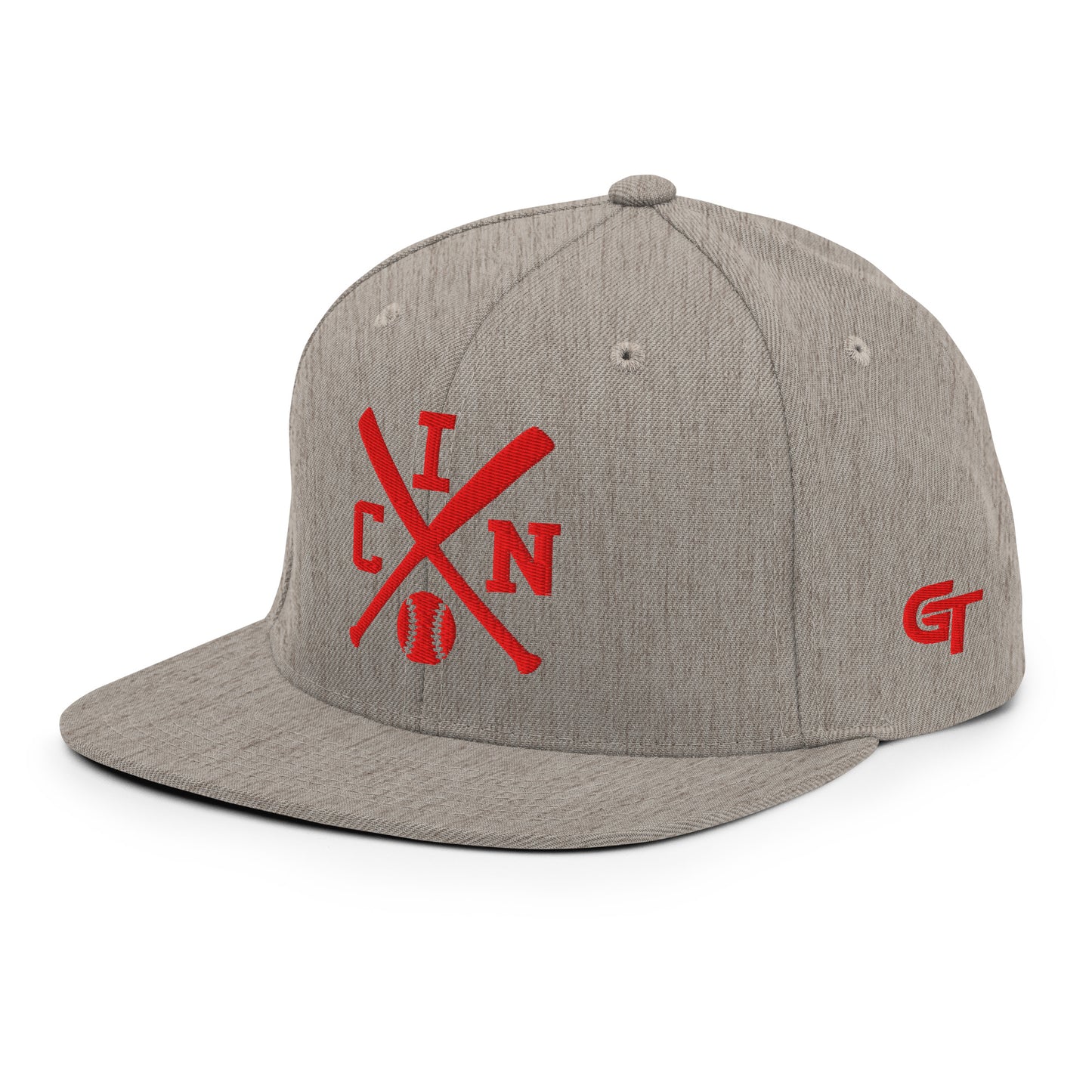 Cincinnati Baseball Snapback Cap Red Retro CIN Baseball Bats Hat