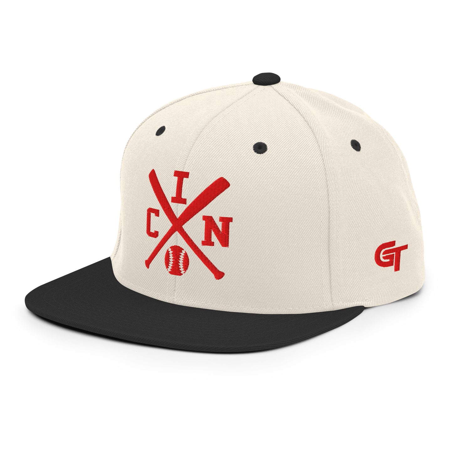 Cincinnati Baseball Snapback Cap Red Retro CIN Baseball Bats Hat