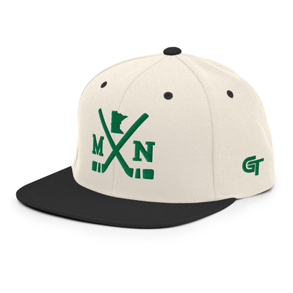 Minnesota Hockey Snapback Cap Retro MN Hockey Sticks Hat
