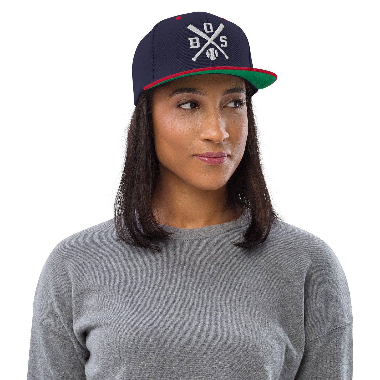 Boston Baseball Snapback Cap Red Retro BOS Baseball Bats Hat